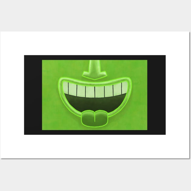 Green Tiki Smile Mask! Wall Art by ErinKantBarnard